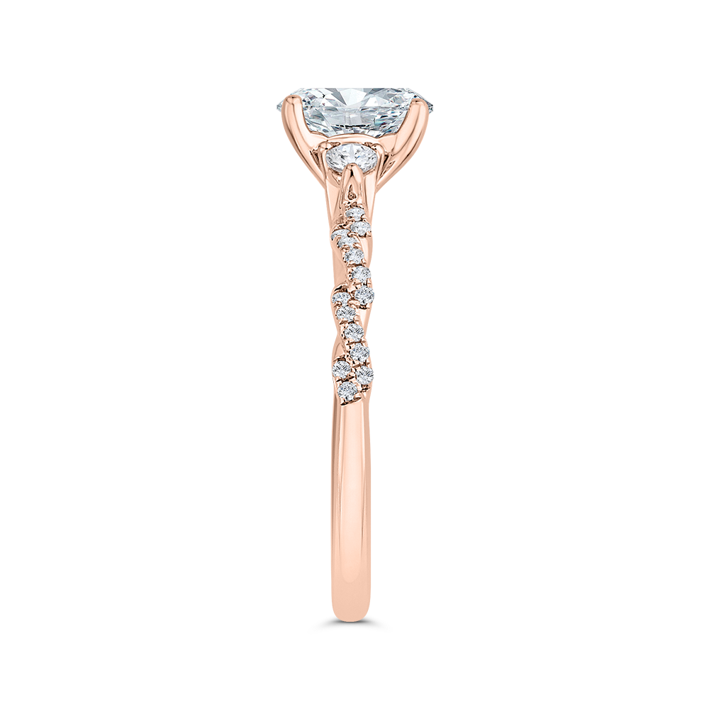 Rose Gold Semi-Mount Round Diamond Engagement Ring CARIZZA CAO0482EH-37P-1.00
