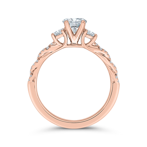 Rose Gold Semi-Mount Round Diamond Engagement Ring CARIZZA CAO0482EH-37P-1.00
