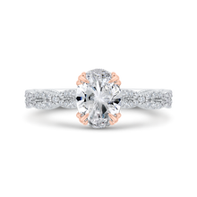 Load image into Gallery viewer, Crossover Shank White and Rose Gold Oval Diamond Engagement Ring CARIZZA CAO0534EH-37WP-1.25
