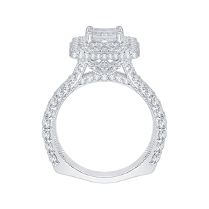 Semi-Mount Princess Cut Diamond Double Halo Engagement Ring CARIZZA CAP0036E-37W