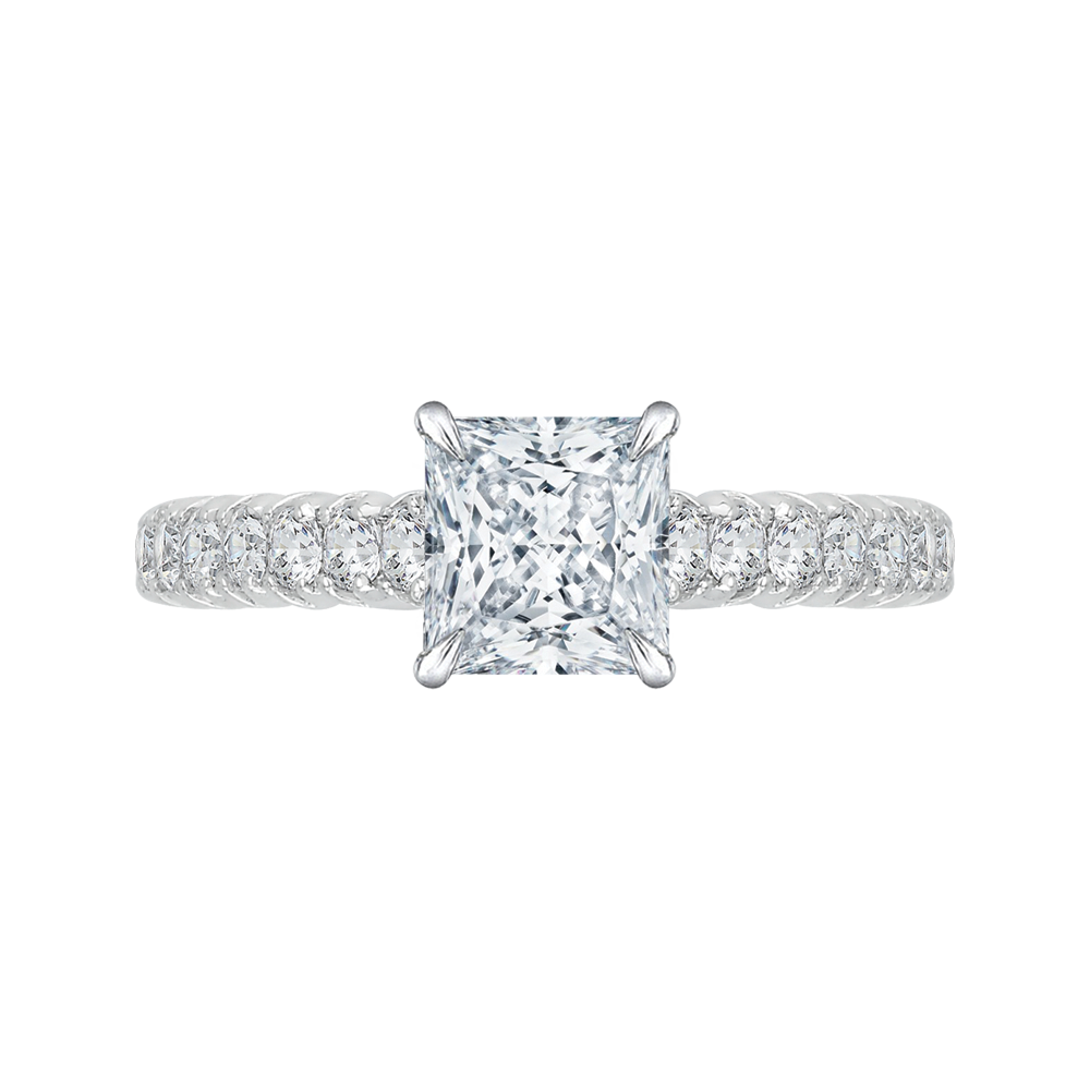 Princess Cut Diamond Cathedral Style Engagement Ring CARIZZA CAP0039E-37W