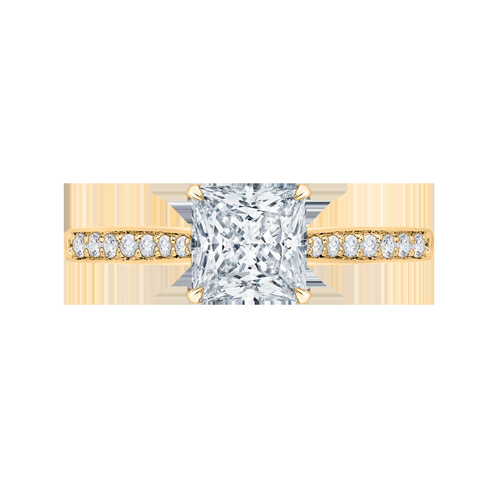 Princess Cut Diamond Solitaire with Accents Engagement Ring CARIZZA CAP0040E-37