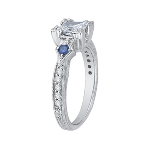 Sapphire Semi-Mount Princess Cut Diamond Engagement Ring CARIZZA CAP0046E-S37W