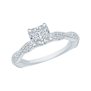 Criss-Cross Shank Princess Diamond Engagement Ring CARIZZA CAP0088E-37W