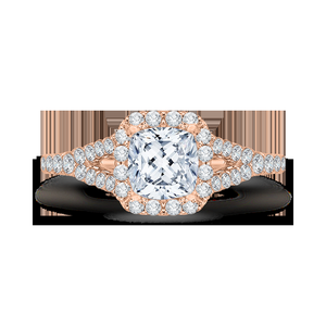 Rose Gold Cushion Cut Diamond Halo Engagement Ring CARIZZA CAU0033E-37P
