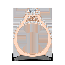 Load image into Gallery viewer, Rose Gold Cushion Cut Diamond Halo Engagement Ring CARIZZA CAU0033E-37P
