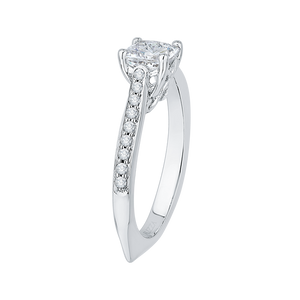 ushion Cut Diamond Solitaire with Accents Engagement Ring CARIZZA CAU0040E-37W