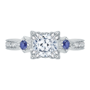 Sapphire Gemstone Cushion Cut Diamond Engagement Ring CARIZZA CAU0046E-S37W