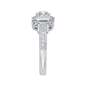 Sapphire Gemstone Cushion Cut Diamond Halo Engagement Ring CARIZZA CAU0064E-S37W