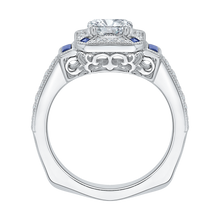 Load image into Gallery viewer, Sapphire Gemstone Cushion Cut Diamond Halo Engagement Ring CARIZZA CAU0064E-S37W
