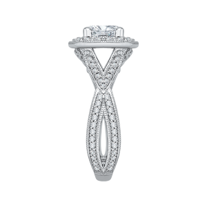 Split Shank Cushion Cut Diamond Engagement Ring CARIZZA CAU0080E-37W-1.50