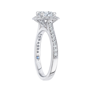 Cushion Diamond Halo Engagement Ring CARIZZA CAU0090E-37W