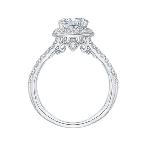 Split Shank Cushion Cut Diamond Halo Engagement Ring CARIZZA CAU0093E-37W