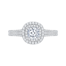 Load image into Gallery viewer, Double row Cathedral Style Cushion Diamond Halo Engagement Ring CARIZZA CAU0127E-37W
