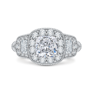 Cushion Diamond Halo Engagement Ring CARIZZA CAU0215E-37W-1.50