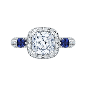 Sapphire Cushion Cut Diamond Engagement Ring CARIZZA CAU0217E-S37W-1.50
