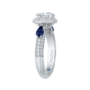 Sapphire Cushion Cut Diamond Engagement Ring CARIZZA CAU0217E-S37W-1.50