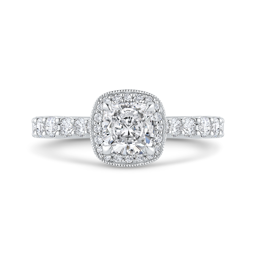 Semi-Mount Cushion Diamond Engagement Ring CARIZZA CAU0454EH-37W-1.10