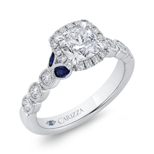 Load image into Gallery viewer, Sapphire Cushion Cut Diamond Halo Engagement Ring CARIZZA CAU0456EH-S37W-1.10
