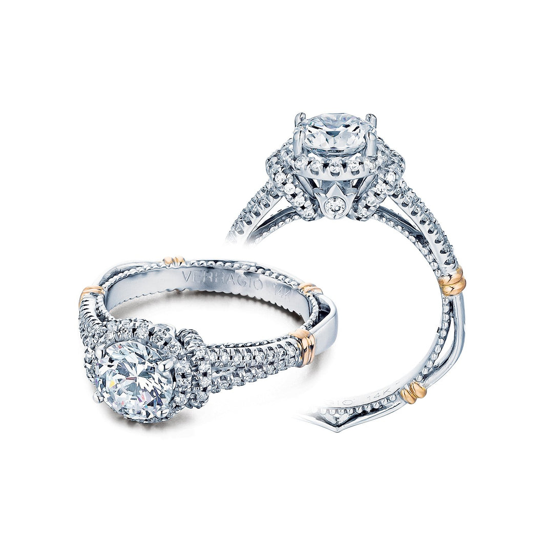 Verragio Parisian D-117R - 14k White and Rose Gold Diamond Halo Engagement Ring