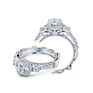 Verragio Three Stone Halo Prong-Set Diamond Engagement Ring D-122R
