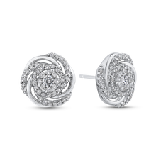 Load image into Gallery viewer, White Diamond Swirl Fashion Stud Earrings Luminous EA0756-42W

