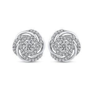 White Diamond Swirl Fashion Stud Earrings Luminous EA0756-42W