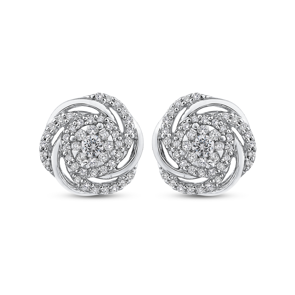 White Diamond Swirl Fashion Stud Earrings Luminous EA0756-42W