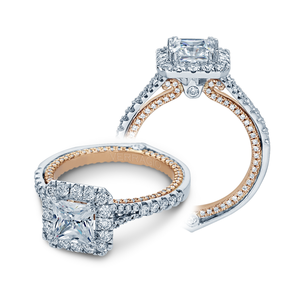 Verragio Couture Square Halo 0.90CTW Diamond Split Shank Engagement Ring ENG-0434P-2T