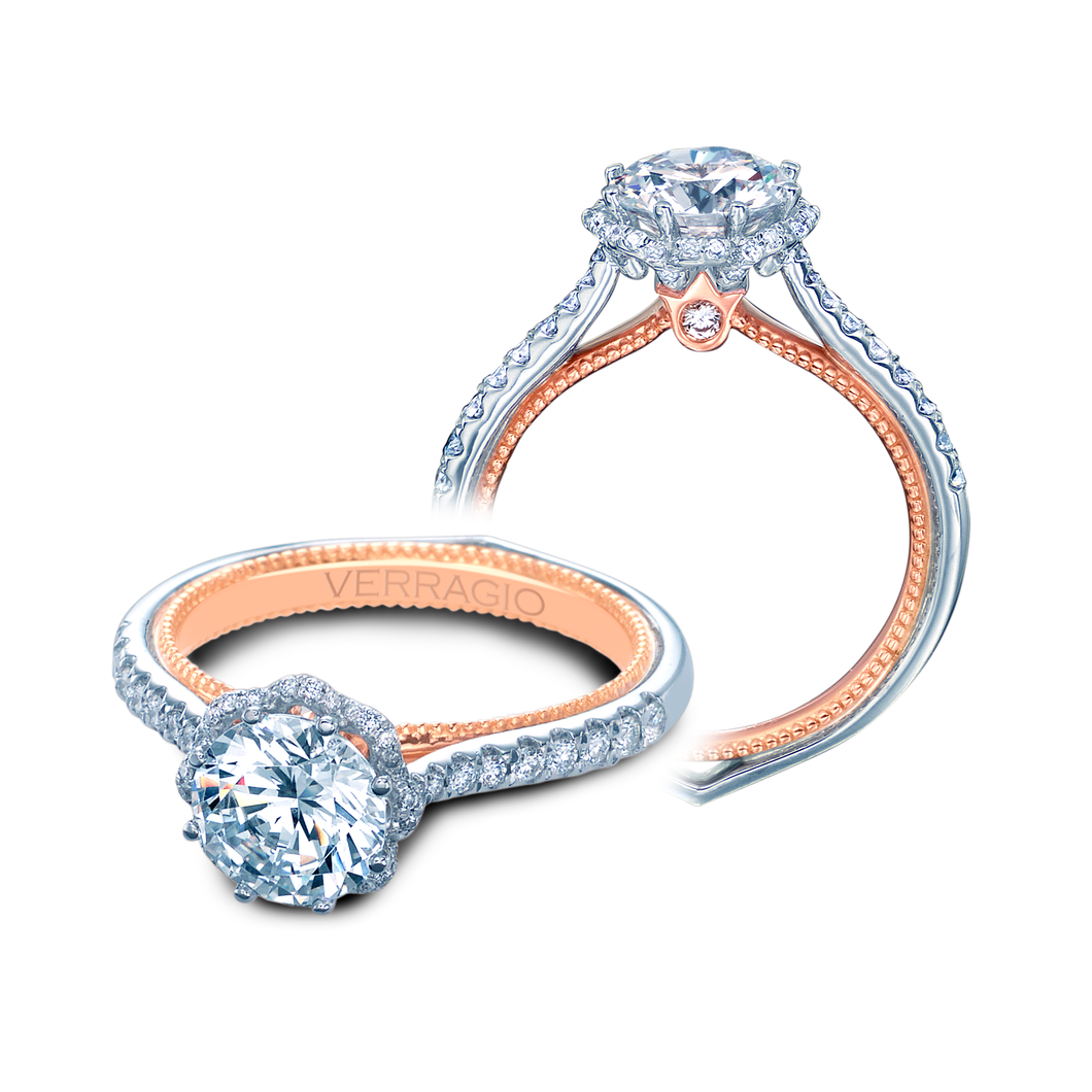 Verragio Couture Collection Scalloped Halo Design Diamond Engagement Ring ENG-0459RD-2WR