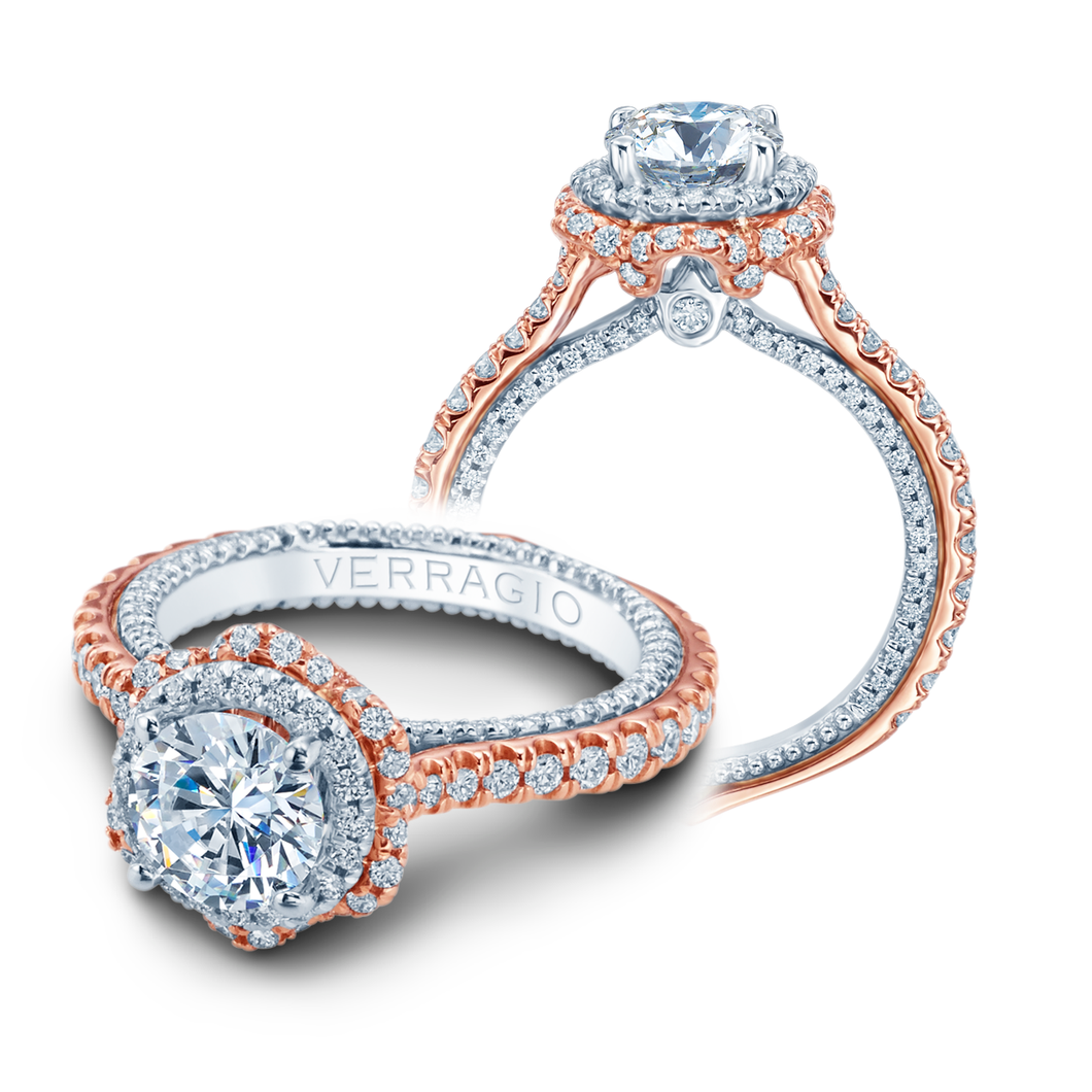 Verragio Two Tone 14k Gold Venetian Halo Engagement Ring | Simon D. Jewelers