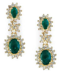 Effy 14K Yellow Gold Diamond; Natural Emerald Earrings