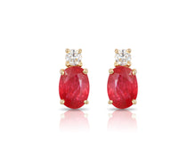 Load image into Gallery viewer, Effy 14K Yellow Gold Diamond; Natural Ruby Earrings
