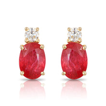 Load image into Gallery viewer, Effy 14K Yellow Gold Diamond; Natural Ruby Earrings
