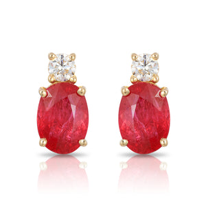 Effy 14K Yellow Gold Diamond; Natural Ruby Earrings