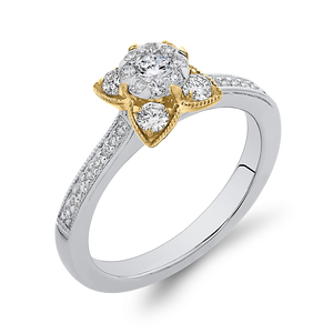 Round White Diamond Flower Style Fashion Ring Luminous ES0883ECT-42WY