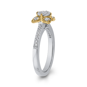 Round White Diamond Flower Style Fashion Ring Luminous ES0883ECT-42WY