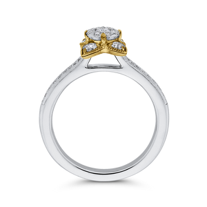Plain Shank White Diamond Double Halo Fashion Ring Luminous ES0884ECT-42WY