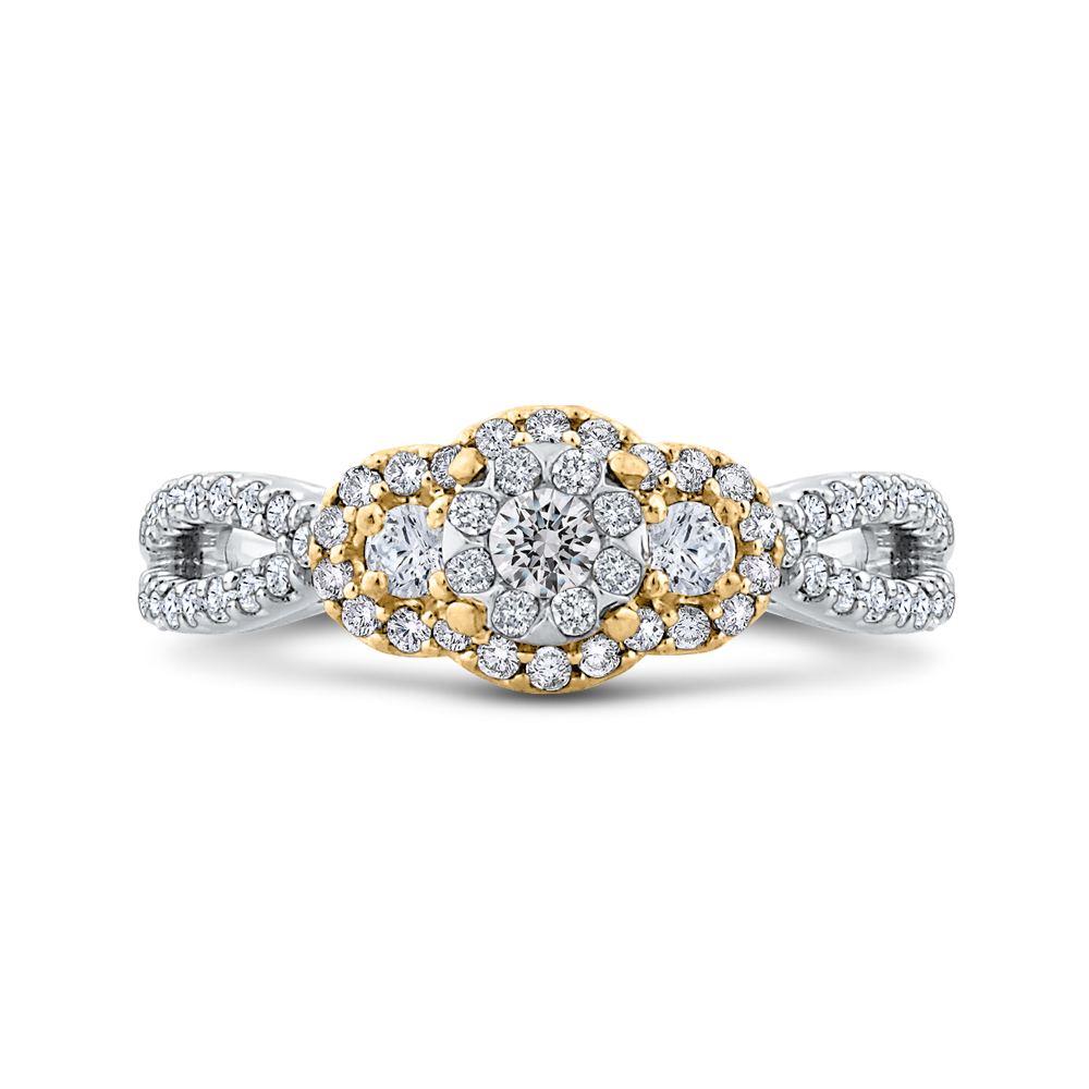 Two Tone Gold Criss-Cross Fashion Ring Luminous ES0889ECT-42WY