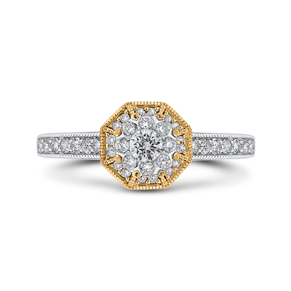 Round White Diamond Octagon Shape Fashion Ring Luminous ES0890ECT-42WY