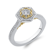 Load image into Gallery viewer, Round White Diamond Hexagon Shape Fashion Ring Luminous ES0900ECT-42WY
