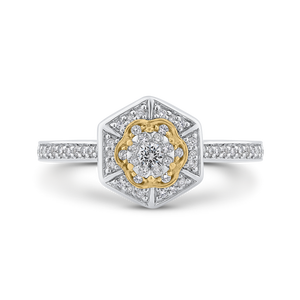 Round White Diamond Hexagon Shape Fashion Ring Luminous ES0900ECT-42WY