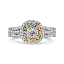 Load image into Gallery viewer, Split Shank White Diamond Double Halo Fashion Ring Luminous ESU0895ECT-42WY
