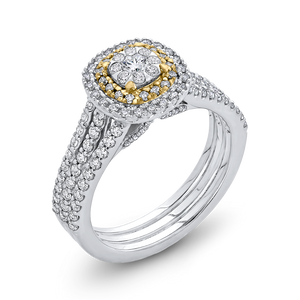 Split Shank White Diamond Double Halo Fashion Ring Luminous ESU0895ECT-42WY