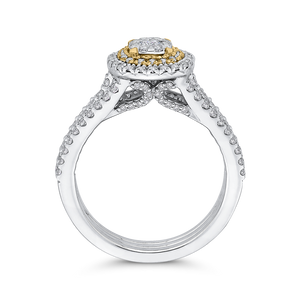 Split Shank White Diamond Double Halo Fashion Ring Luminous ESU0895ECT-42WY