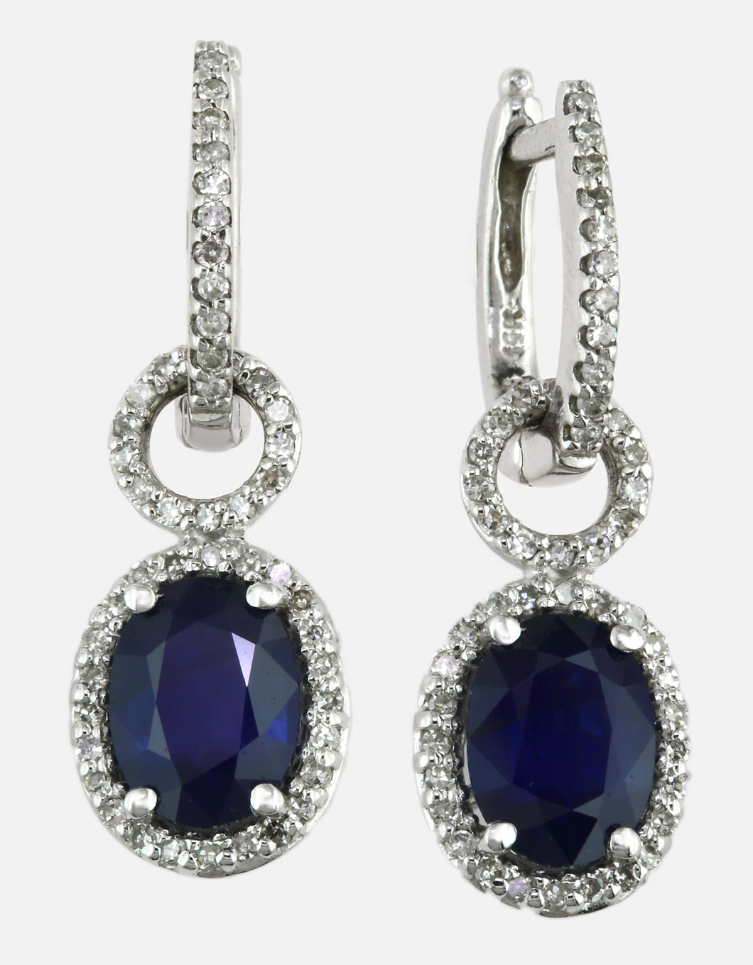 Effy 14K White Gold Diamond; Natural Sapphire Earrings
