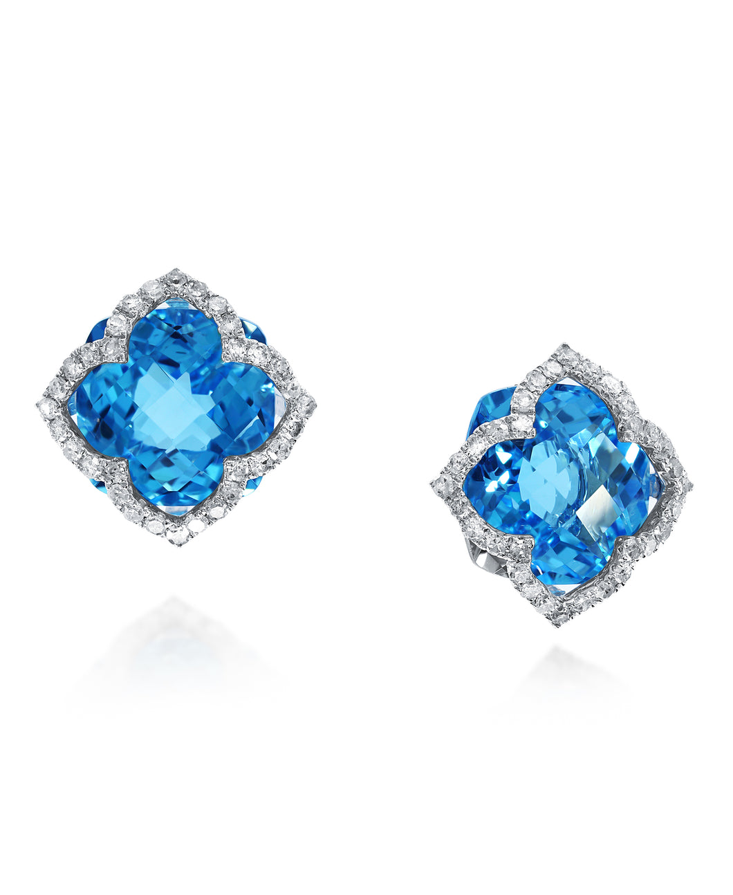 Effy 14K White Gold Diamond; Blue Topaz Earrings