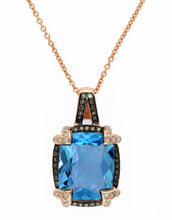 Load image into Gallery viewer, Effy 14K Rose Gold Diamond&comma; Brown Diamond And Blue Topaz Pendant

