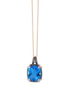 Effy 14K Rose Gold Diamond&comma; Brown Diamond And Blue Topaz Pendant