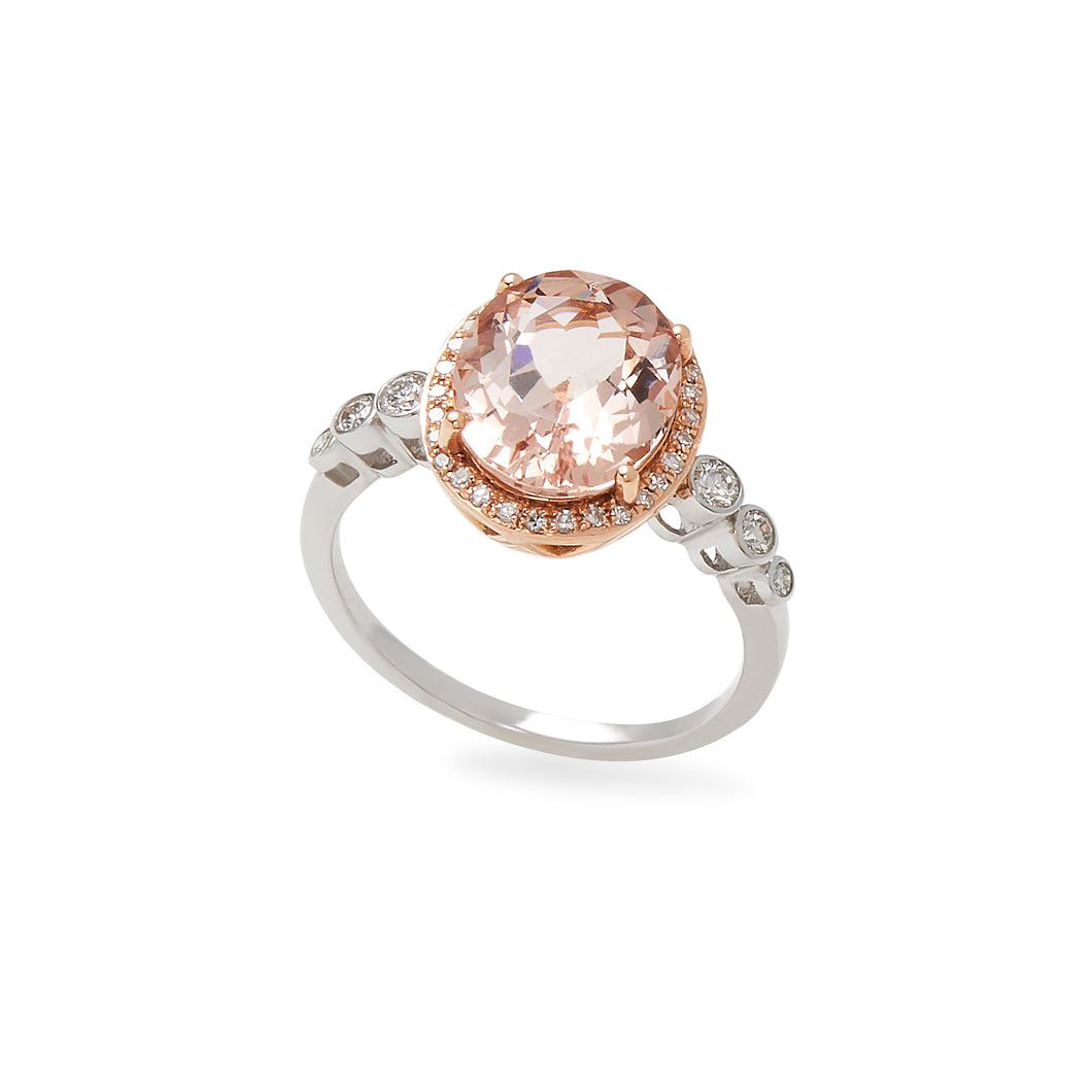 Effy 14K Rose & White Gold Diamond, Morganite Ring